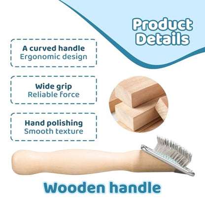 Dog Brush for Long haired Dogs & Cat,Grooming Brush for Shedding, Dematting, Bath, for Short Hair, Poodles, Indoor Cats, pin Brushes for Dog Grooming,Wooden Handle,Wooden Dog Brush