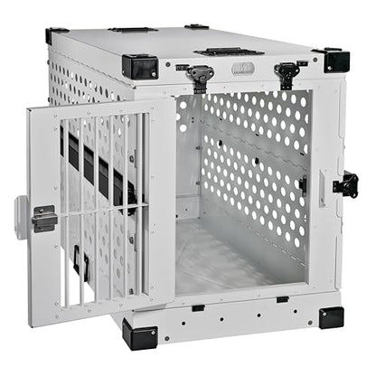 K9 Kennel Boss Aluminum Collapsible Dog Crate, Heavy Duty Folding Kennel - Medium (White) - color: White, size: 34.6"L x 25.2"W x 28.9"H