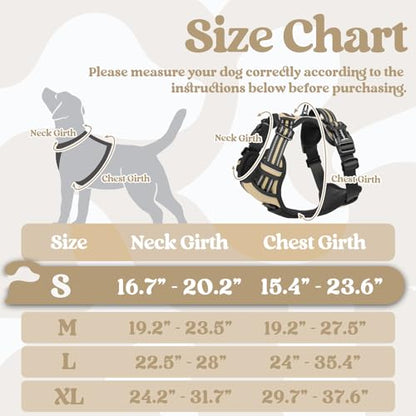 rabbitgoo Dog Harness Small Sized, No Pull Easy On & Off with 3 Buckles Pet Harness, Adjustable Soft Walking Vest with 2 Clips and Handle, Reflective for Small Dogs, Beige, S - color: Beige, size: Small