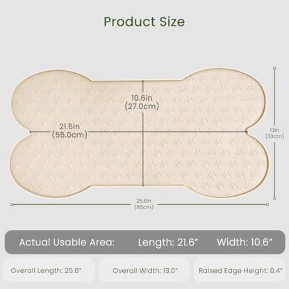 PWTAA Dog Food Mat Anti-Slip Silicone Dog Bowl Mat Thicker Pet Placemat Waterproof Cat Feeder Pad with Raised Edge Puppy Kitten Feeding Mats Suitable Small Medium-Sized Dogs Cats Eating Tray - 2PCS - color: Beige, size: 25.6" x 13"-2PCS