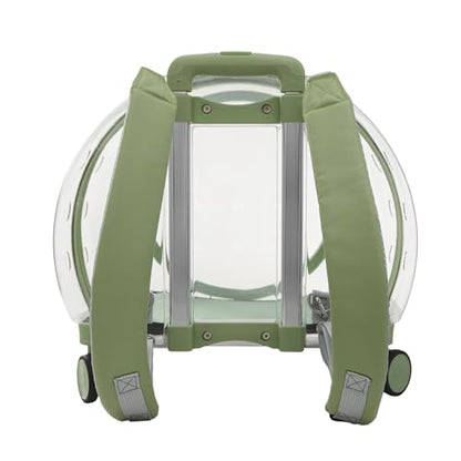Cat Carrier with Wheels, Breathable Cat Rolling Carrier with Telescopic Handle, Bubble Cat Backpack Carrier, Clear Pet Travel Bag for Small Dogs Pets, up to 19lbs, 15.7" x 10.6" x 17.7" (Green) - color: Transparent Green