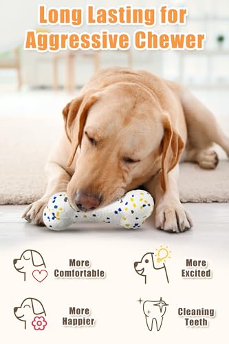 Moonorange 2Pcs Bone Dog Balls+Rugby Dog Toys for Aggressive Chewers, Indestructible Tennis Balls for Dogs (Bone+Rugby) - color: Mixed-Bone+Rugby-2Pcs