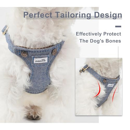 Puppytie No Pull Small Dog Harness with Multifunction Dog Leash,Lightweight Soft Adjustable No Choke Escape Proof Pet Harness Vest Pet Harness Vest,Denim Light Blue,S - color: Pocket-Light Blue, size: S