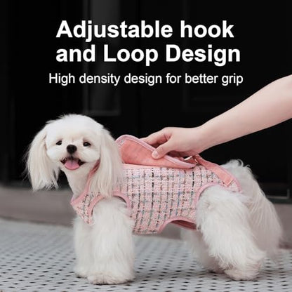 Wakytu Dog Lift Harness Dog Carrier Sling for Small Dogs & Cats,S | stylish puppy sling carrier with handle & pocket,adjustable leash,walking & travel - color: 2.0 Pink, size: Small(4-8 LBS)