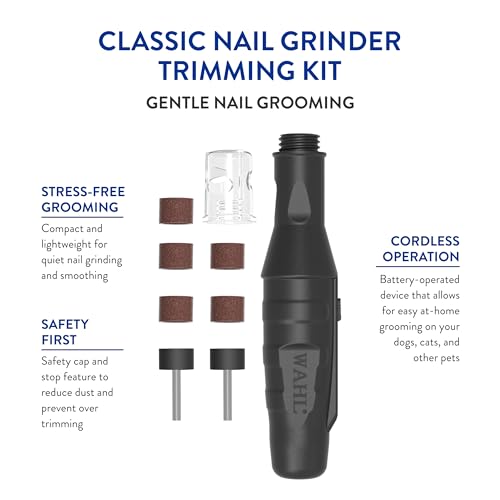 Wahl Professional Animal Pet, Dog, and Cat Classic Nail Grinder Trimming Kit (5971) - size: 9 Piece Set, style: Classic Nail Grinder
