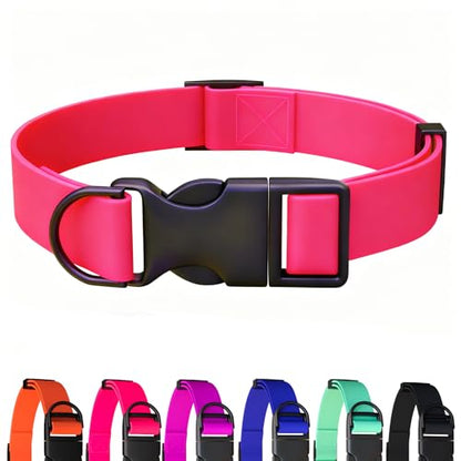 Waterproof Dog Collar Durable and Easy to Clean Rubber Dog Collars Odor-Proof Fits Small Medium Large Dogs (Pink, Small (9.5-14.2” Neck)) - color: Pink, size: Small (9.5 -14.2” Neck)