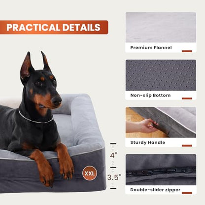 Upvilla XXL Orthopedic Dog Bed, Four-Sided Cushioned Egg-Shaped Foam Dog Sofa, Waterproof Removable Cover, Pet Sofa Bed with Non-Slip Base, Giant Dog Bed,Gray - color: Gray, size: 54"l X 36"w X 7.5"th
