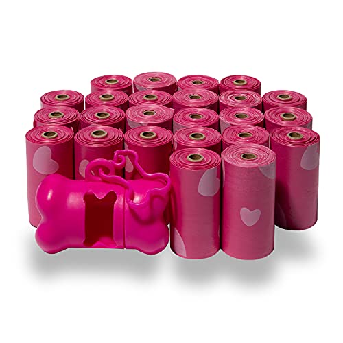 Best Pet Supplies Dog Poop Bags for Waste Refuse Cleanup, Doggy Roll Replacements for Outdoor Puppy Walking and Travel, Leak Proof and Tear Resistant, Thick Plastic - Pink Heart, 360 Bags - color: Pink Heart, size: 360 Bags