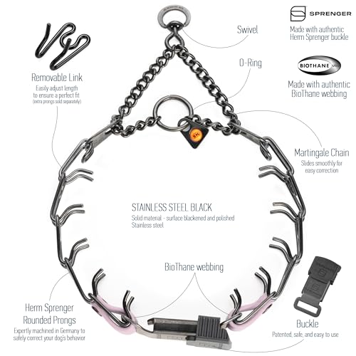 Herm Sprenger Black Stainless Steel Dog Collar with Quick Release ClicLock Buckle and Biothane Insert Training Collar Made in Germany (Pastel Purple, 16in x 2.25mm(Neck Size up to 13-14in)) - color: Pastel Purple, size: 16in x 2.25mm(neck size up to 13-14