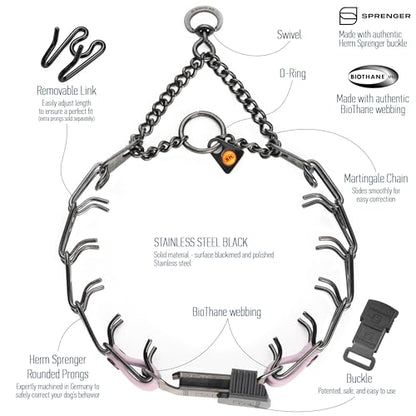 Herm Sprenger Black Stainless Steel Dog Collar with Quick Release ClicLock Buckle and Biothane Insert Training Collar Made in Germany (Pastel Purple, 16in x 2.25mm(Neck Size up to 13-14in)) - color: Pastel Purple, size: 16in x 2.25mm(neck size up to 13-14