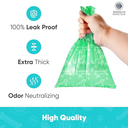 AKC Dog Poop Bags - Leak Proof Pet Waste Bags - 16 Refill Rolls - Lavender Scent - 240 Count (Puppy Print) - color: 240 Count, style: Lavender Scented
