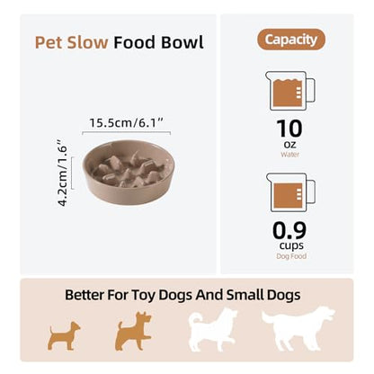 Havniva Ceramic Slow Feeder Dog Bowls, 0.9 Cups Dog Bowl Slow Feeding for Small Breed, 6.1inch Puzzle Dog Food Bowl Slow Feeder Non-Slip Anti-Gulping and Anti-Choking Reduces Bloating - color: 1 x Brown Coffee-C, size: 6.1inch