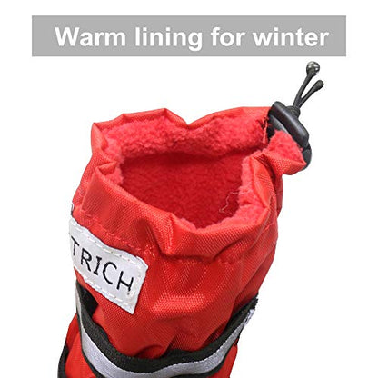 URBEST Dog Shoes, Waterproof Dog Boots, Christmas Warm Lining Nonslip Rubber Sole for Snow Winter Use for Medium and Large Dogs (S, Red) - color: Red