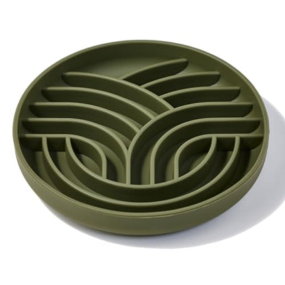 OHMO Slow Feeder Dog Bowls(Tree Life, Camo Green) Enrichment Soft Silicone Food Safe Feeding Bowl Non Slip Suction Cup for All Breed Pet, Cat Slow Down Eating Dishes, Boredom and Anxiety Reducer - color: Camo Green