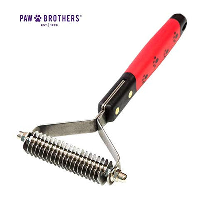 RYAN'S PET SUPPLIES Paw Brothers 20 Blade Medium Double WideDematting Undercoat Rake for Dogs and Cats, Professional Grade, Dog Shedding Brush, Stainless Steel Blades, Rounded Gentle Teeth - size: 20 Blade Medium