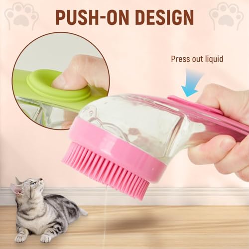 2026 New Dog Bath Brush Soft Silicone Bristle for Bathing Pets Grooming Massage BrushPet Bath Brush with Shampoo Dispenser, (green) - color: green