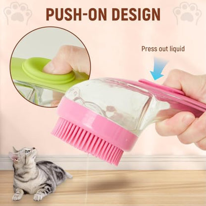 2026 New Dog Bath Brush Soft Silicone Bristle for Bathing Pets Grooming Massage BrushPet Bath Brush with Shampoo Dispenser, (green) - color: green