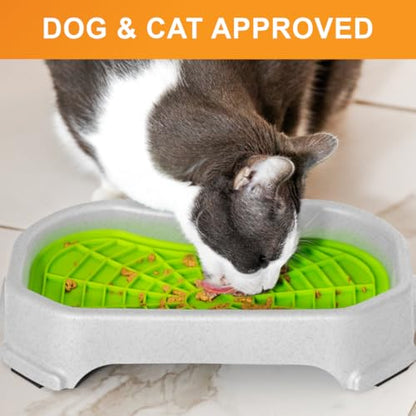 Neater Pets Neat-LIK Dog Lick Mat w/Mess-Proof Tray, Lick Mat for Dogs, Cats, Puppy, Reduces Anxiety & Boredom, Peanut Butter Slow Feeder, Interactive Treat Licking Pad (Purple & Green/Vanilla Bean) - color: Purple & Green Mats w/ Vanilla Bean Tray