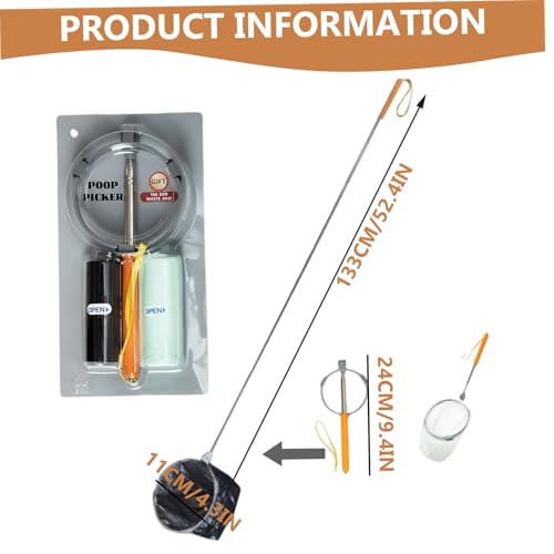Dog Poop Catcher Telescopic Pooper Scooper with Long Handle Lightweight Portable Foldable Pet Poop Collector for Walking Yard Cleaning Dog Waste Pickup
