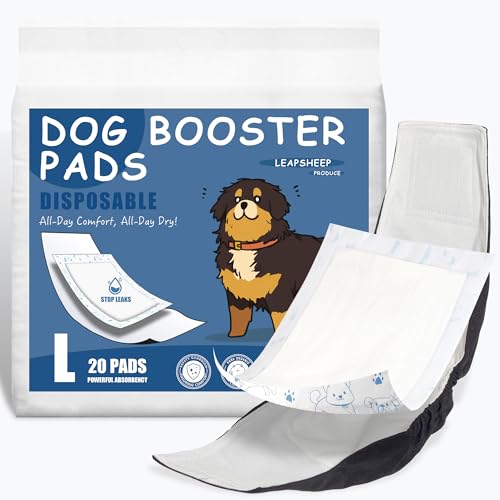 LeapSheep Dog Diaper Liners Pee Pads for Male and Female Dogs, Dog Period Pads, Super Soft Absorbtion Dog Booster Pads Fits Belly Bands, Wraps and Washable Doggy Diapers Female (L, 20) - size: Large