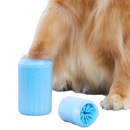 Dog Paw Cleaner for Large/Petite Paw Washer Easy to Use & Clean Portable Dog Paw Cleaner Cup Foot Washer with Silicone Washers (L, Blue) - color: Blue, size: L