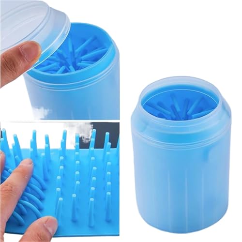 Dog Paw Cleaner Cup, Soft Silicone Combs, Portable Outdoor Pet Towel, Foot Washer, Paw Clean Brush, Quickly Foot Cleaning(Blue,L-9.2x15.2cm)