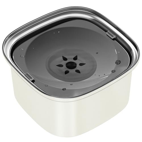 UPSKY 3L Dog Water Bowl 101oz Stainless Steel No Spill Large Capacity Dog Food Water Bowl Slow Water Feeder, Spill Proof Pet Water Dispenser Vehicle Carried Travel Water Bowls - color: J-Beige