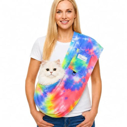 Cat Sling & Dog Sling Carrier for Small Dogs and Cats (3-14 lbs) – Ultra Soft Fleece Puppy Carrier for Indoor Home Use,Hands-Free Cat Carrier with Wide Shoulder Strap, Cozy Pet Sling (Fruits) - color: Fruits
