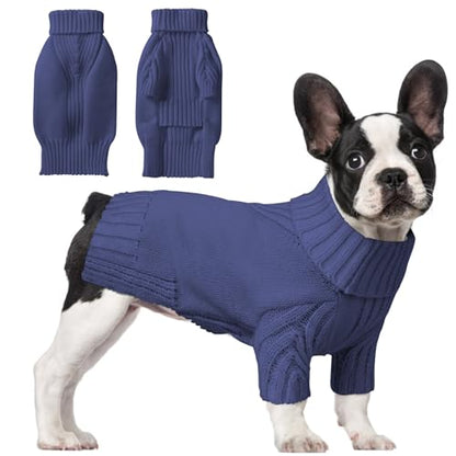 Dog Sweaters for Small Medium Large Dog, Classic Turtleneck Pet Clothes Warm Thermal Doggy Winter Coat, Thick Double Knitting Collar Pullover Cold Weather Puppy Jacket for Indoor & Outdoor Wear