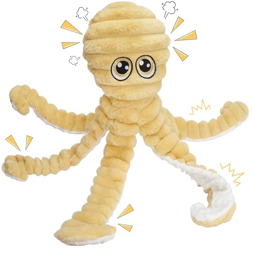 Prime Pets Dog Toys for Large Dogs, 27” Extra Large Plush Octopus Dog Toy, Crinkle Squeaky Dog Toys for Small Medium Large Dogs, Tug of War Dog Chew Toy, Yellow - color: Yellow