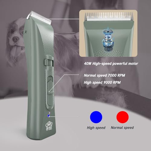 Tife Dog Clipper Low Noise, Dog Grooming Kit with Rechargeable, Pet Shaver Cordless Electric Quiet Hair Clipper (Green-tp9980) - color: Green