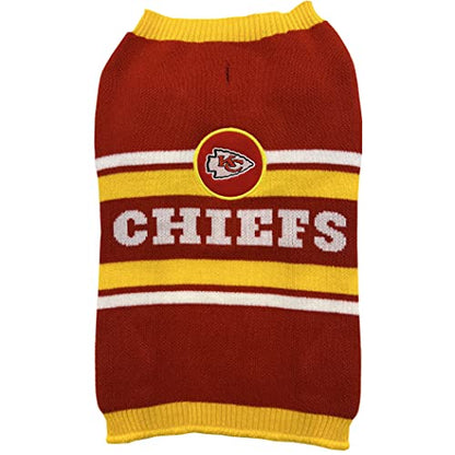 NFL Kansas City Chiefs Dog Sweater, Size Extra Small. Warm and Cozy Knit Pet Sweater with NFL Team Logo, Best Puppy Sweater for Large and Small Dogs - color: Kansas City Chiefs, size: X-Small