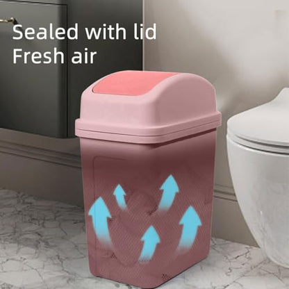 Bathroom Trash Can with Lid ,5.5 Gallons, Plastic Garbage Can with Lid, Waste Basket,trash Bin,garbage Bin ,dog Proof Trash Can for Office, Bathroom, Kitchen, Living Room, Bedroom, Outdoor, Dorm - color: Pink