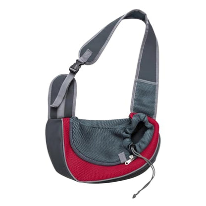 Pet Sling Carrier for Small Dogs & Cats, Hands-Free Dog Travel Bag with Adjustable Padded Strap, Breathable Mesh Puppy Carrier with Safety Hook & Zipper Pocket, Ideal for Kittens, Rabbits, Small Pets