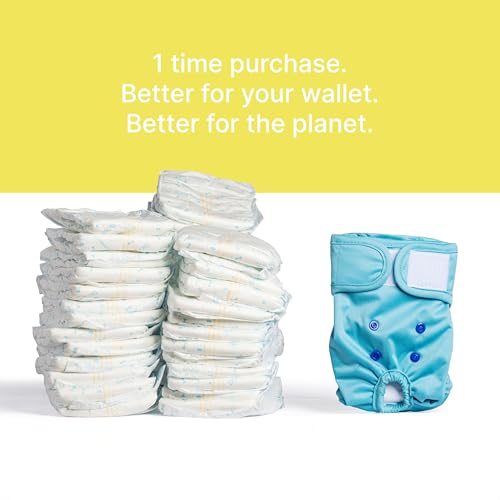 rocket & rex Washable Reusable Female Dog Diapers with Snaps (Large, 3ct) | Adjustable for a customized, snug fit. Includes liner pocket for extra absorbency. Guaranteed for 300 washes. - size: Large