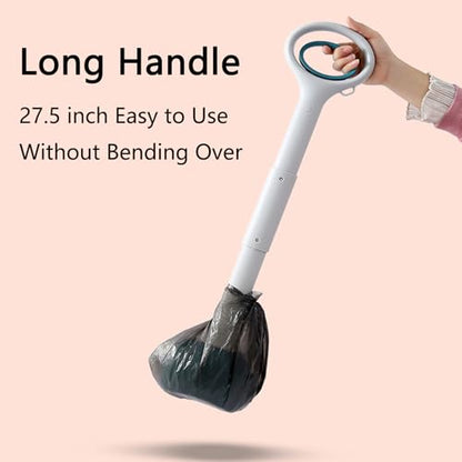 Pooper Scooper with Long Handle 28”, Heavy Duty & Foldable, No Touch Waste Pickup Tool for Large Medium Small Dogs,Portable for Lawn Grass Dirt Gravel, Includes 1 Rolls Waste Bags (Pink-Large) - color: Pink-Large