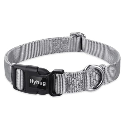 Hyhug Small Dog Collar Quick-Release| Heavy-Duty Nylon Puppy Collar, Adjustable & Durable Pet Supplies for Boy & Girl Dogs (Small, Sleet Gray) - color: Sleet Gray, size: Small