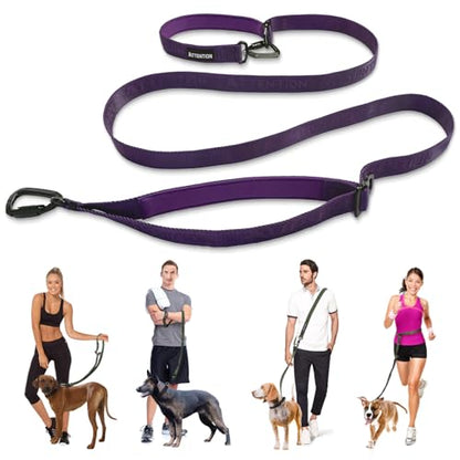 Heavy-Duty Tactical Dog Leash for Medium & Large Dogs, 6-in-1 Hands-Free Lead for Training, 4-7.5FT Adjustable Waist Belt for Walking (Midnight Purple) - color: Midnight Purple