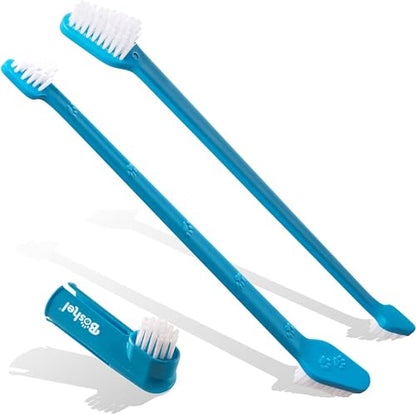 Boshel Pet Toothbrush, 2 Dog Tooth Brush with Dogs Finger Toothbrush for Small and Large Breeds, 3 Pack - style: 2 Pack