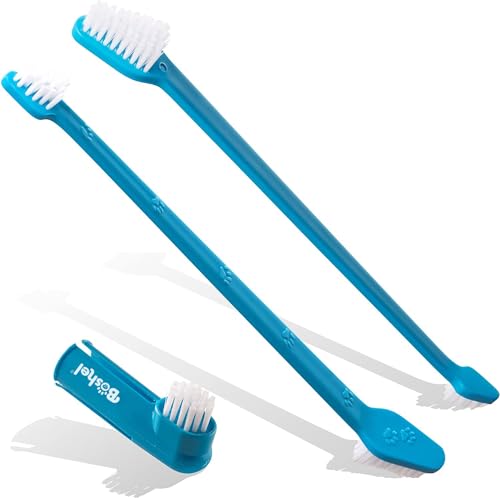 Boshel Pet Toothbrush, 2 Dog Tooth Brush with Dogs Finger Toothbrush for Small and Large Breeds, 3 Pack - style: 2 Pack