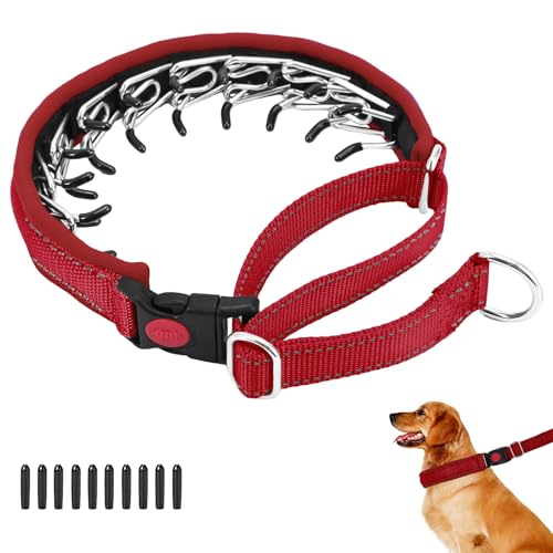 No Pull Martingale Dog Collar for Large Medium Small Dogs, Heavy Duty Nylon Reflective Adjustable Anti Pull Slip Collar with Buckle for Training Walking M Red - color: Red, size: M (15"-23" Neck, 1.5" Wide)