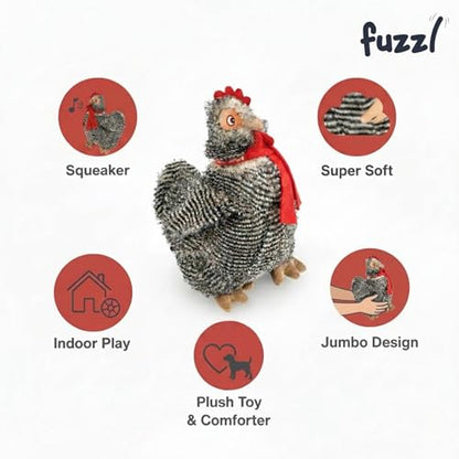 Fuzzl Plush Super Soft Big Cheeky Chuck Chicken Dog Toy & Comforter – Cuddly Plush with Squeaker, Gentle Dog Toy for Puppies & Small to Medium Dogs - style: Jumbo Chicken