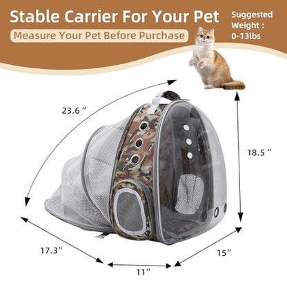 TOYSINTHEBOX Cat Backpack Carrier Back Expandable Bubble Pet Carrier Backpack for Large Cat, Kitten and Dog, Designed for Hiking, Camo - color: Camo