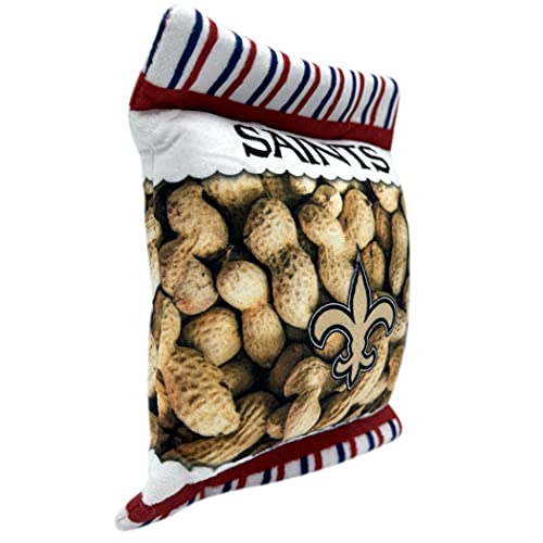 NFL New Orleans Saints Crinkle FINE Plush Dog & CAT Squeak Toy - Cutest Stadium Peanuts Snack Plush Toy for Dogs & Cats with Inner Squeaker & Beautiful Baseball Team Name/Logo - color: New Orleans Saints, style: STADIUM PEANUTS SNACK