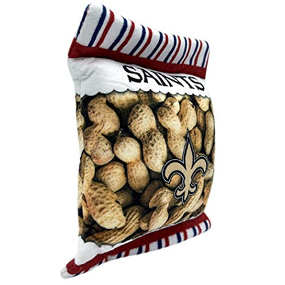 NFL New Orleans Saints Crinkle FINE Plush Dog & CAT Squeak Toy - Cutest Stadium Peanuts Snack Plush Toy for Dogs & Cats with Inner Squeaker & Beautiful Baseball Team Name/Logo - color: New Orleans Saints, style: STADIUM PEANUTS SNACK