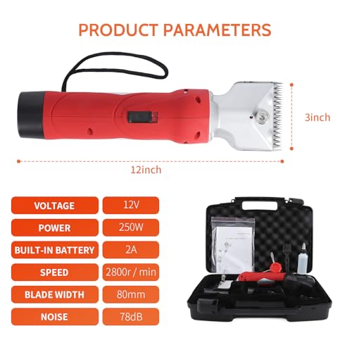 DUCKBOY Cordless Horse Clipper, Rechargeable Battery Powered Animals Shears Grooming Tools for Shaving Fur Wool Tool, Large Livestocks, Llamas, Cattle, Alpacas, Thick Coat Animals Trimmer - size: Cordless 250 W