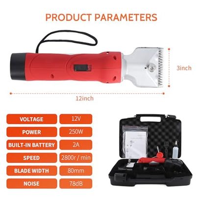 DUCKBOY Cordless Horse Clipper, Rechargeable Battery Powered Animals Shears Grooming Tools for Shaving Fur Wool Tool, Large Livestocks, Llamas, Cattle, Alpacas, Thick Coat Animals Trimmer - size: Cordless 250 W