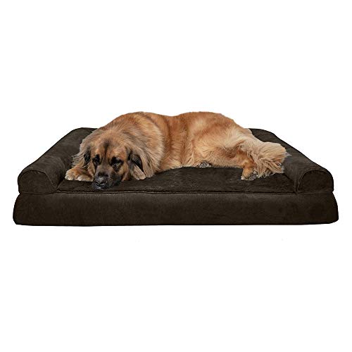Furhaven Orthopedic Dog Bed for Large Dogs w/ Removable Bolsters & Washable Cover, For Dogs Up to 125 lbs - Plush & Suede Sofa - Espresso, Jumbo Plus/XXL - color: Espresso, size: Jumbo Plus
