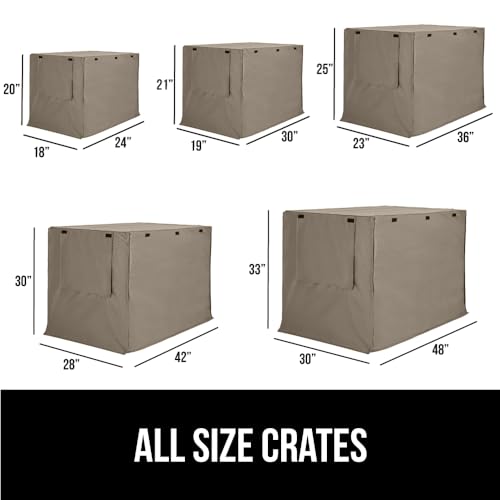GORILLA GRIP Dog Crate Covers Compatible with Amazon Basics Dog Crates, All Sides Open, Privacy Cover Fits 24" Wire Kennel, Breathable Mesh Windows, Light Reducing Puppy Training Cage Topper, Taupe - color: Light Taupe, size: 24" X 18" X 20"