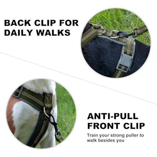 Plutus Pet No Pull Dog Harness, Adjustable Nylon Harness with Soft Padding, Reflective and Heavy Duty Dog Harness for Small, Medium, Large Dogs(Ranger Green, S) - color: Ranger Green, size: S